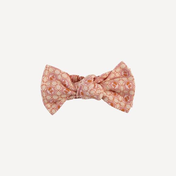 NWT Kate Quinn Large Bow Elastic Bow Headband Berry Tile Pink Organic Cotton M - Picture 1 of 1